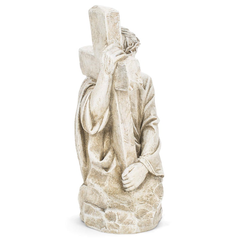Joseph's Studio by Roman, Jesus Holding a Cross Garden Statue, Religious Outdoor Decor - Image 4